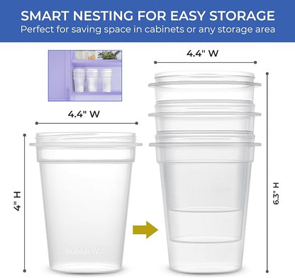BubbleWally JoyPlus Overnight Oats Containers with Lids Plastic (Blue) - Meal Prep Containers Reusable for Food Storage – 16oz Jars for Breakfast, Snacks, and Lunch