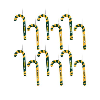 FOCO Green Bay Packers NFL 12 Pack Candy Cane Ornament Set
