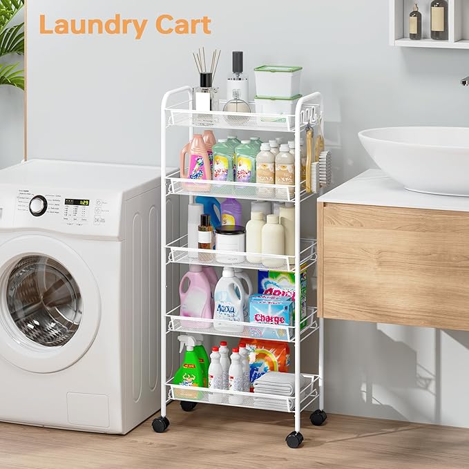 TOOLF 5-Tier Rolling Cart, Metal Utility Cart