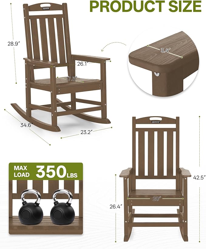 Outdoor Adirondack Rocking Chairs All-Weather HDPE Patio Rocker Chair