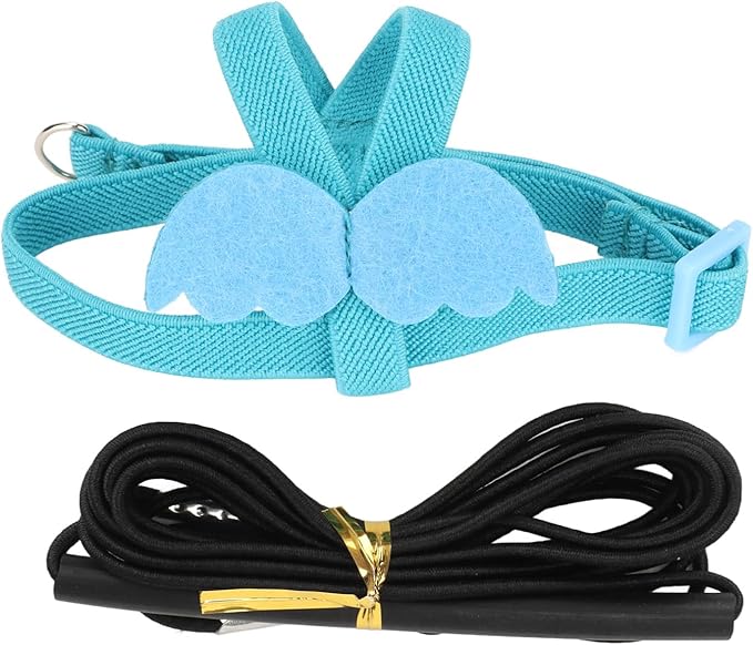 Parrot Bird Harness Leash, Adjustable Parrot Nylon Anti Bite Flying Training Rope, Pet Outdoor Traction Lead, Bird Parrot Flight Suit with Leash for Parakeets Cockatiels Conures Budgies(XS-Blue)