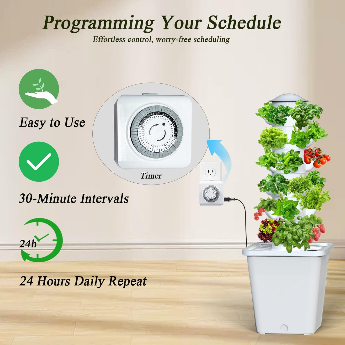 LYCereal Hydroponics Growing System, 30-Plant Indoor Hydroponic Tower with Pump System, Plants Germination Kit, Smart Aeroponic Herb Garden, Vertical Hydroponic System for Gardening Lover (No Seed)