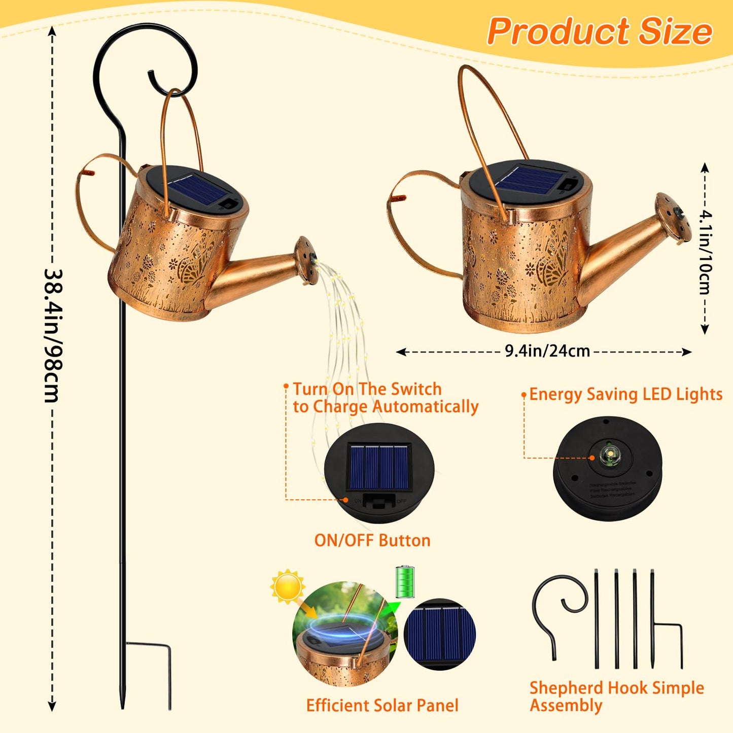 ZNYCYE Solar Watering Can Lights, Butterfly Decorative Hanging Lantern Solar Lights Outdoor Waterproof, Gifts for Mom Women Grandma Mother's Day, Retro Metal Garden Decor for Outside Yard Patio Lawn