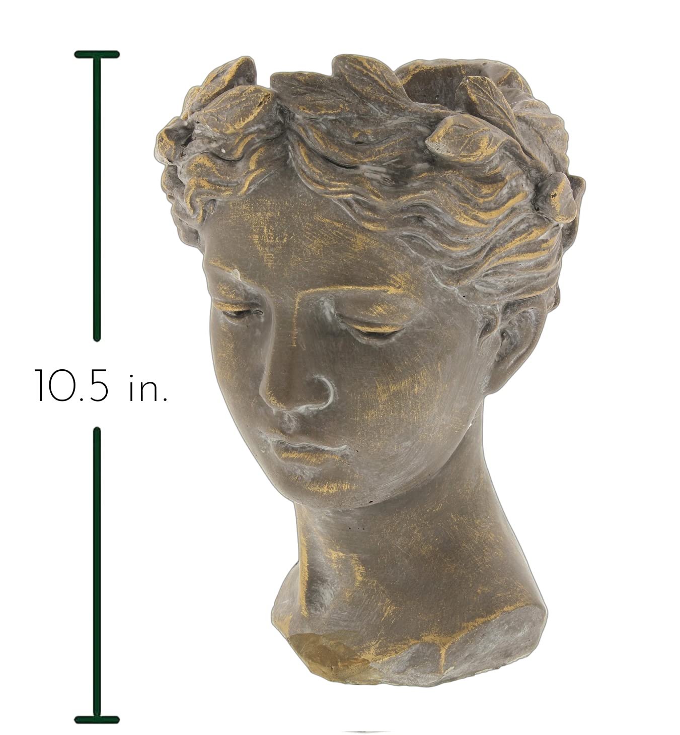 Lucky Winner Greek/Roman Style Female Statue Head Cement Planter - Unique Planter Pot for Indoor Outdoor Home Garden Decor (10.5")