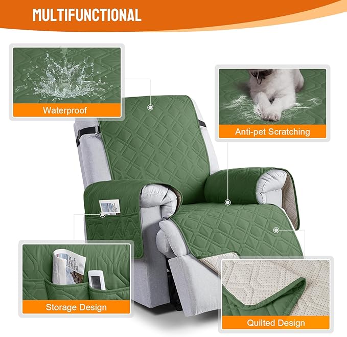 VANSOFY 100% Waterproof Recliner Chair Covers, Recliner Cover Non-Slip Dog