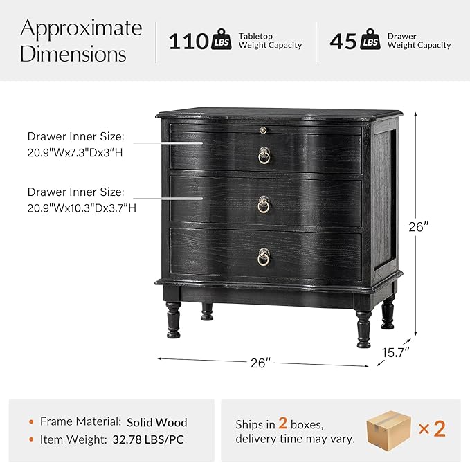 HULALA HOME Solid Wood End Table Set of 2