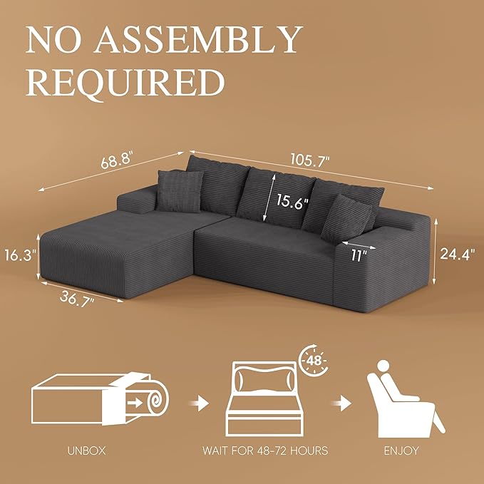 105" Convertible Sectional Couch