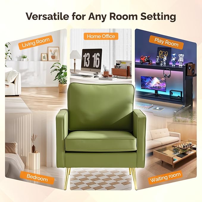 VINGLI Modern PU Leather Accent Chairs Set of 2, Single Sofa Chair