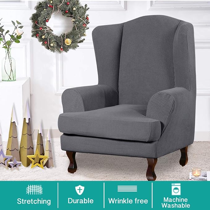 Turquoize Wingback Chair Covers 2 Piece Wing Chair Slipcover Stretch Slipcovers