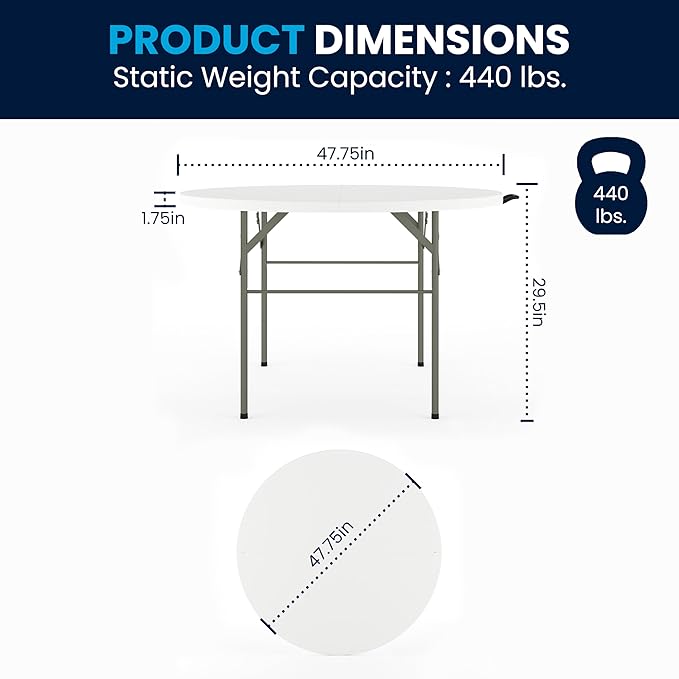 Flash Furniture Freeman 4' Round Plastic Folding Table
