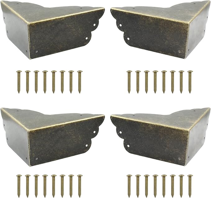 Bivethoi 8 Packs Bronze Box Corner Protectors, Edge Cover Safety Guard