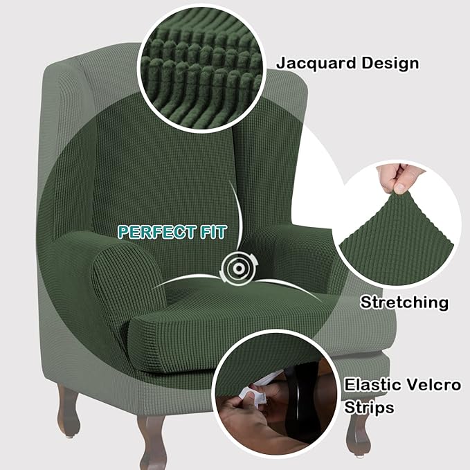 Turquoize Wingback Chair Covers 2 Piece Wing Chair Slipcover Stretch Slipcovers