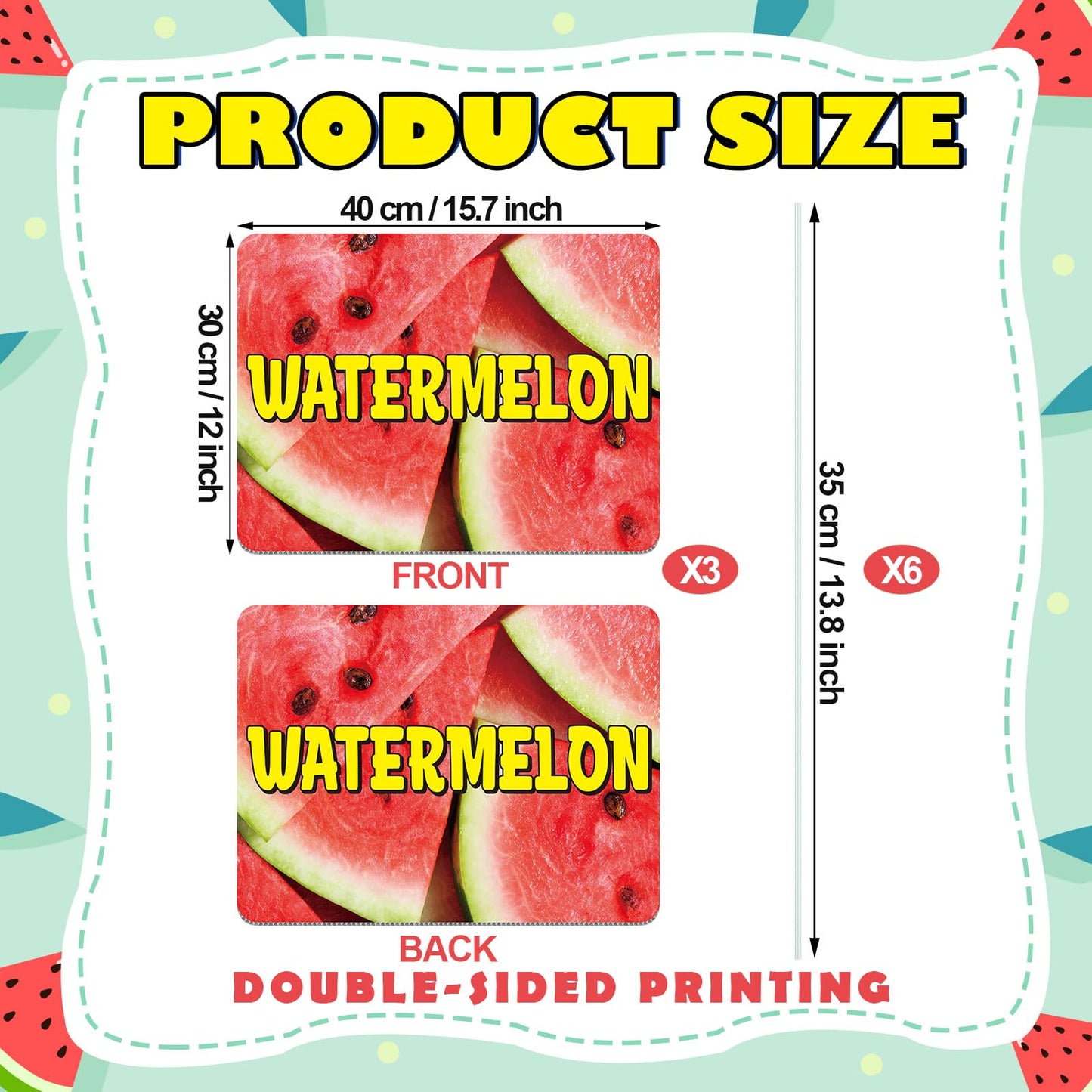 Novabright 3 Pack Watermelon Yard Signs 15.7" x 11.8" Double-sided Watermelon Yard Signs with Stakes Weatherproof Stand Sign for Lawn Outdoor Fruit Party Decorations Stand Supplies Business