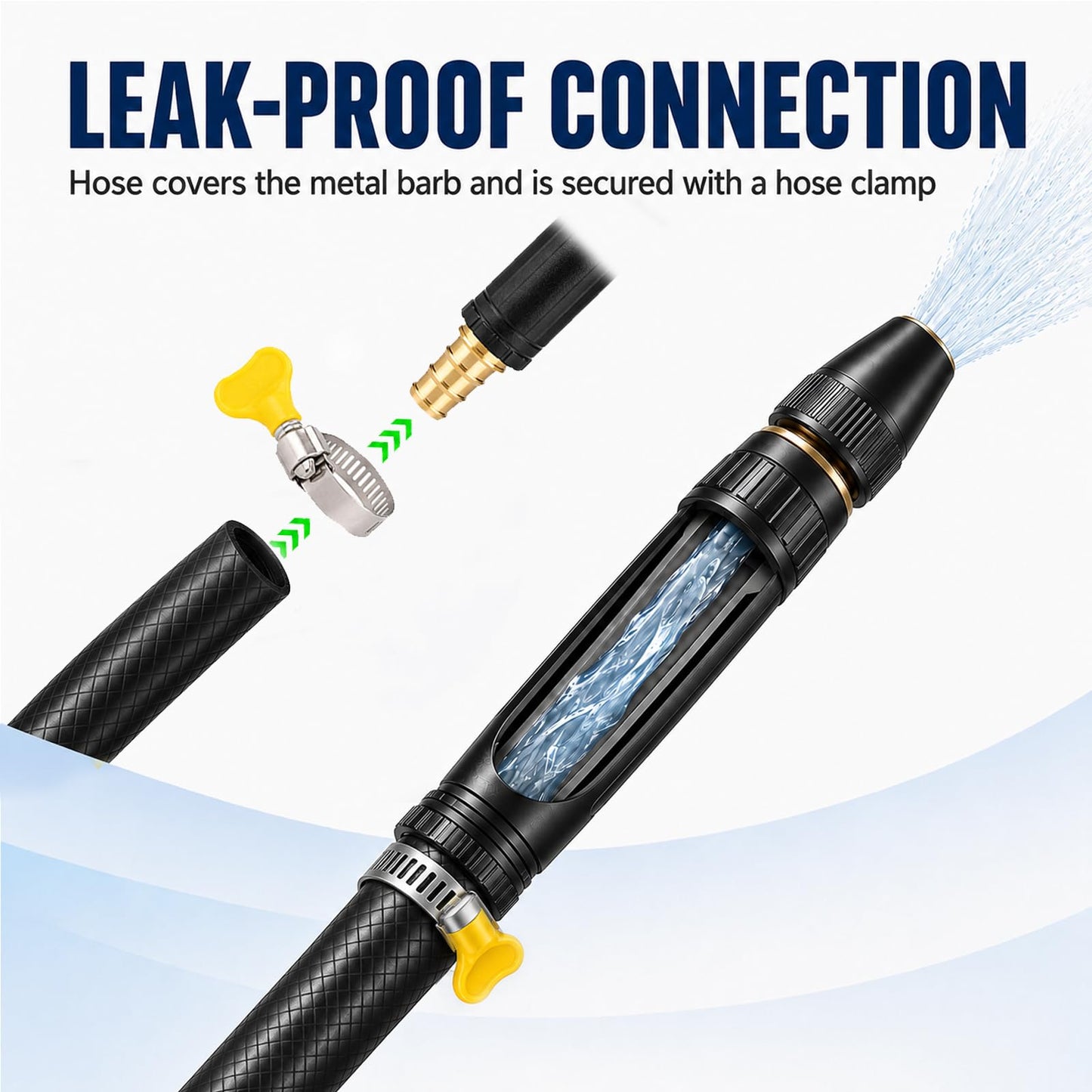 2 Pack Home High-Pressure Car Wash Water Gun with Booster Nozzle and Hose, High Pressure Hose Nozzle, Adjustable Spray Patterns for Car Washing and Outdoor Cleaning