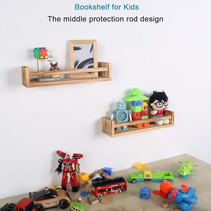 JORIKCHUO Nursery Book Shelves, Kitchen Spice Rack, or Rustic Wall Mounted