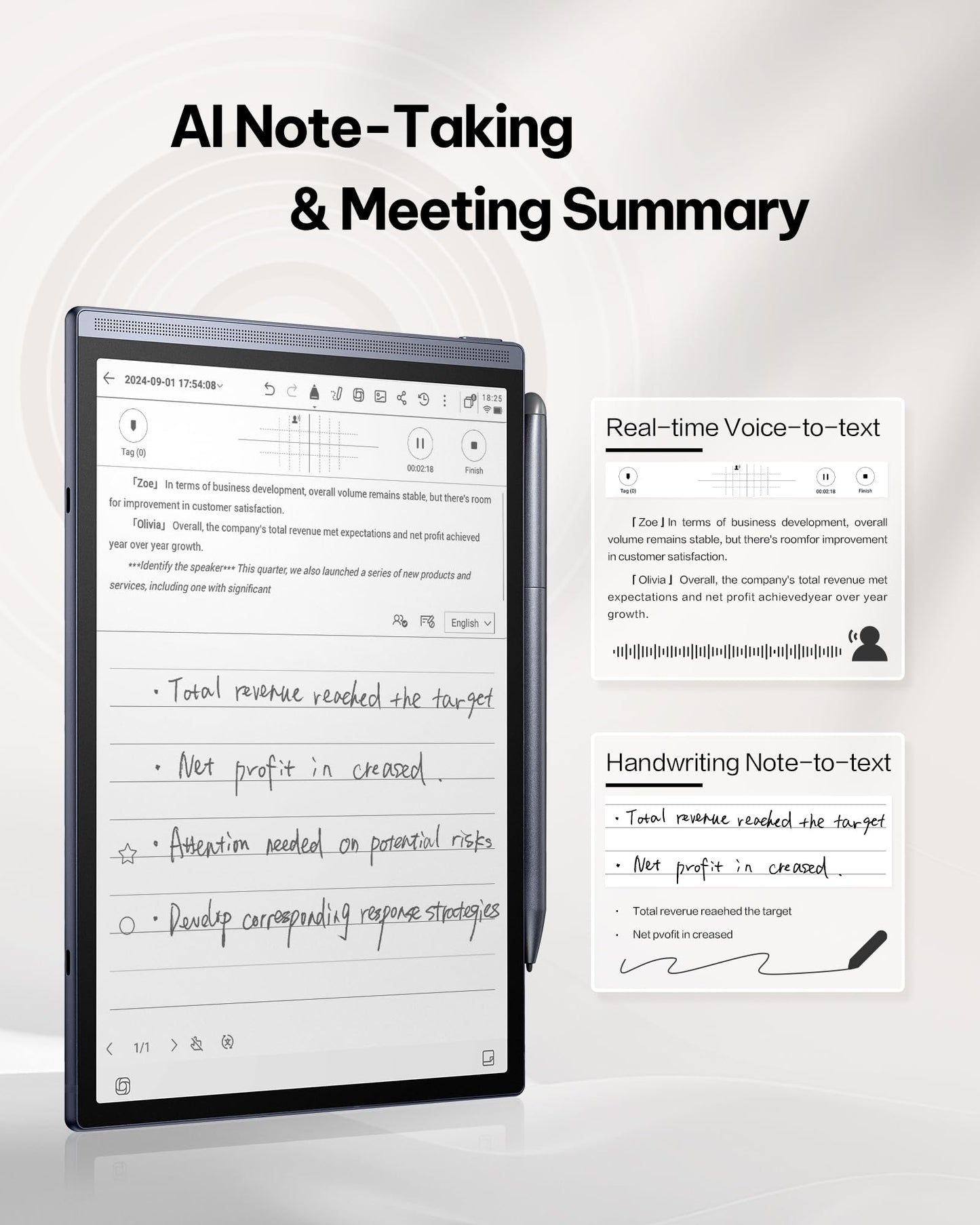 iflytek AINOTE Air 2 Bundle - Black Folio Case, 8.2-inch AI Note-Taking Tablet Writing Paper Tablets, Digital Notebook with Pen, Voice-to-Text Transcription, Multi-Languages Chatgpt Support