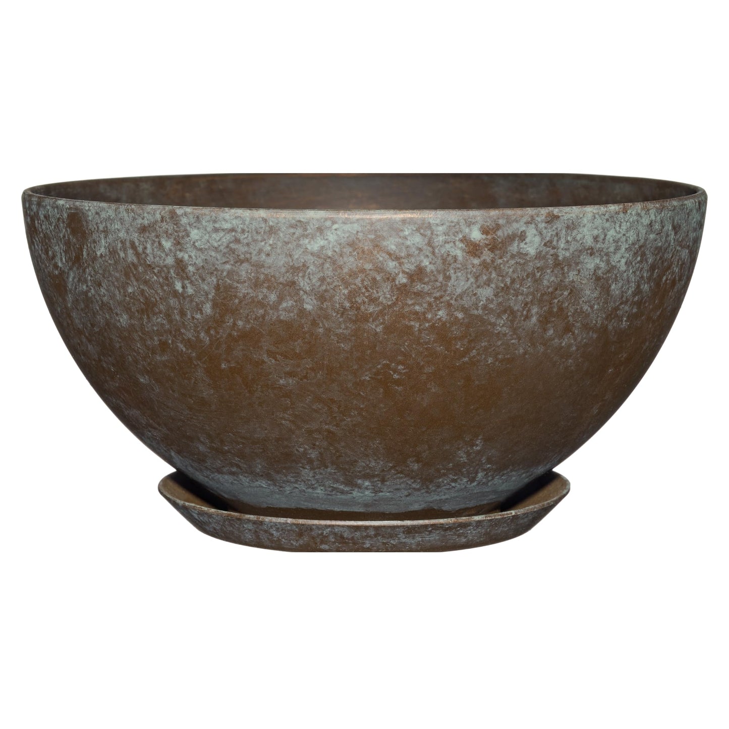 Classic Home and Garden by Growscape Rosie Modern Planter w/Drainage - Contemporary Planter Bowls - Shallow Round Vases for Small Plants - Versatile Indoor & Outdoor Pots (10” Weathered Copper)