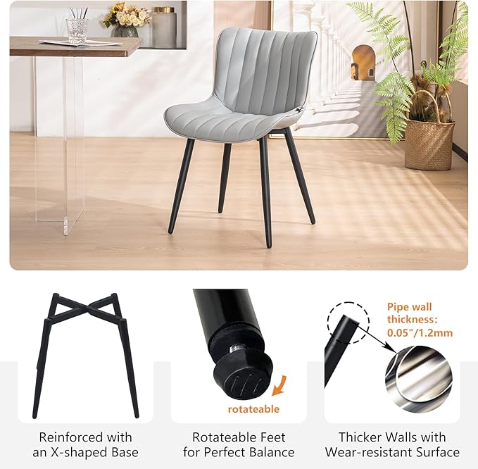 YOUNUOKE Mid-Century Modern Dining Chairs Set of 2, Armless Accent Chair