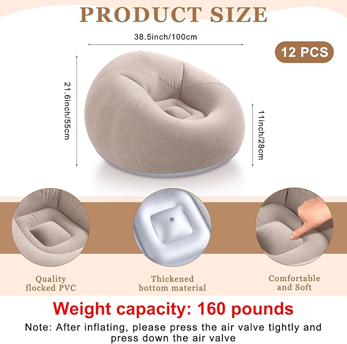 Realspring 6 9 12 Pcs Inflatable Bean Bag Chairs