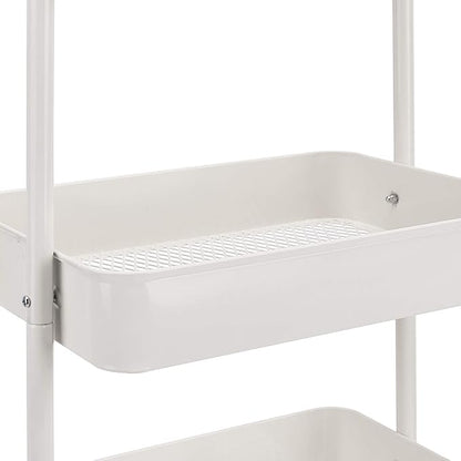Amazon Basics 3-Tier Rolling Utility Cart, Storage Organizer, Lockable Wheels, Multifunctional Storage, Portable Mobile Shelving Unit, White