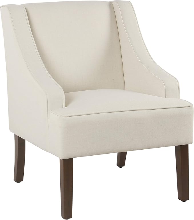Homepop Upholstered Classic Swoop Arm Accent Chair Home Décor, Warm Ivory