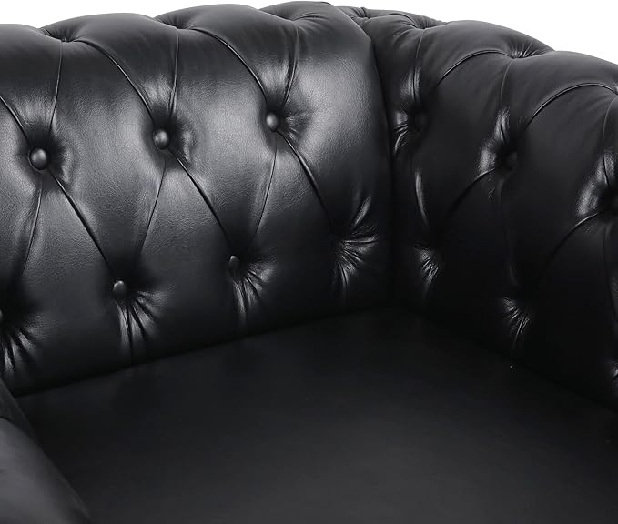 LEVNARY Leather Upholstered Armchair, Mid-Century Modern Single Sofa Chair