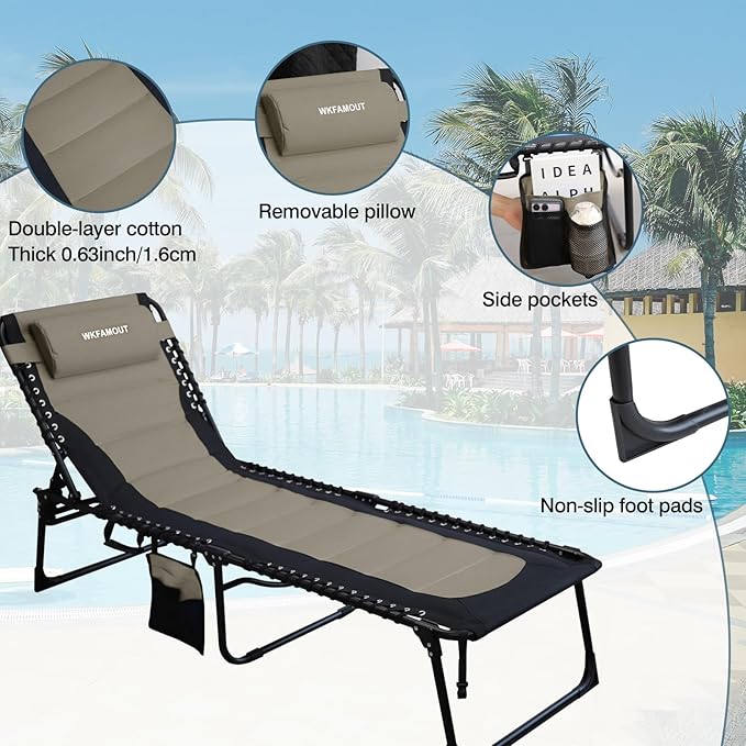 Oversized Padded Outdoor Folding Lounge Chair