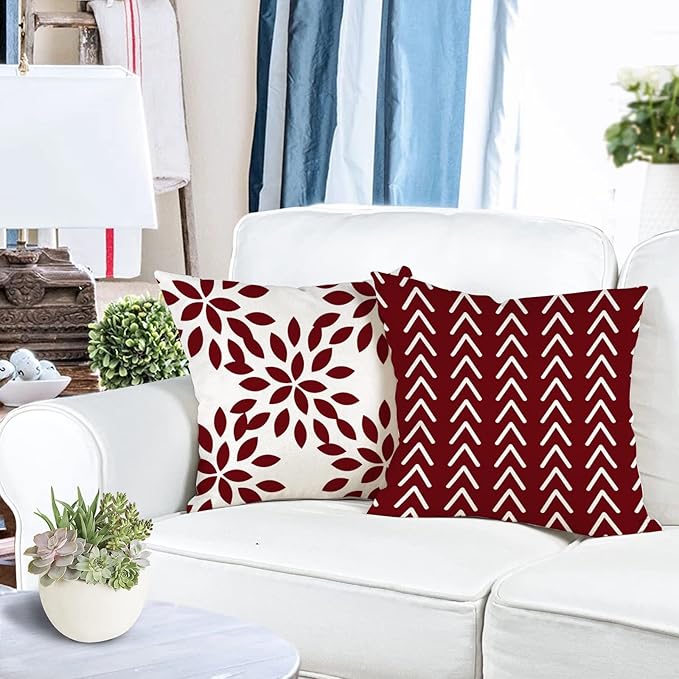 YCOLL Christmas Pillow Covers 18x18 Set of 4, Modern Sofa Throw Pillow Cover