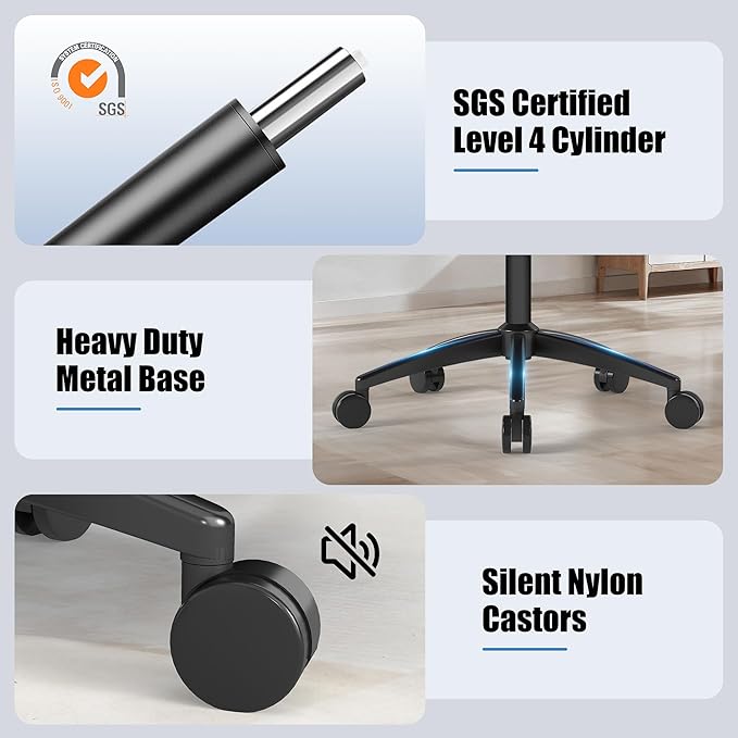 Ergonomic Office Chair with Adjustable Lumbar Support, 3D Arms and Headrest