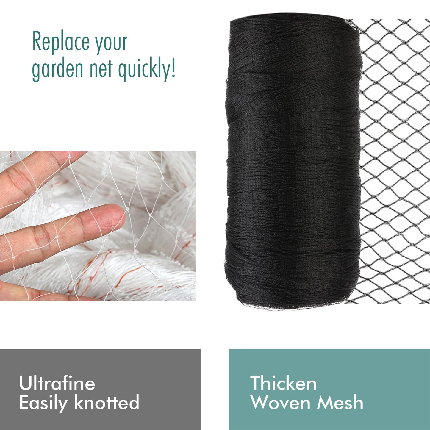 Bird Netting for Garden, Fetanten 13 x 40 FT Netting for Garden Protection Vegetables Fruit Trees Blueberry from Birds Deer Poultry, Heavy Duty Woven Mesh Net Animal Fencing with Ties and Staples