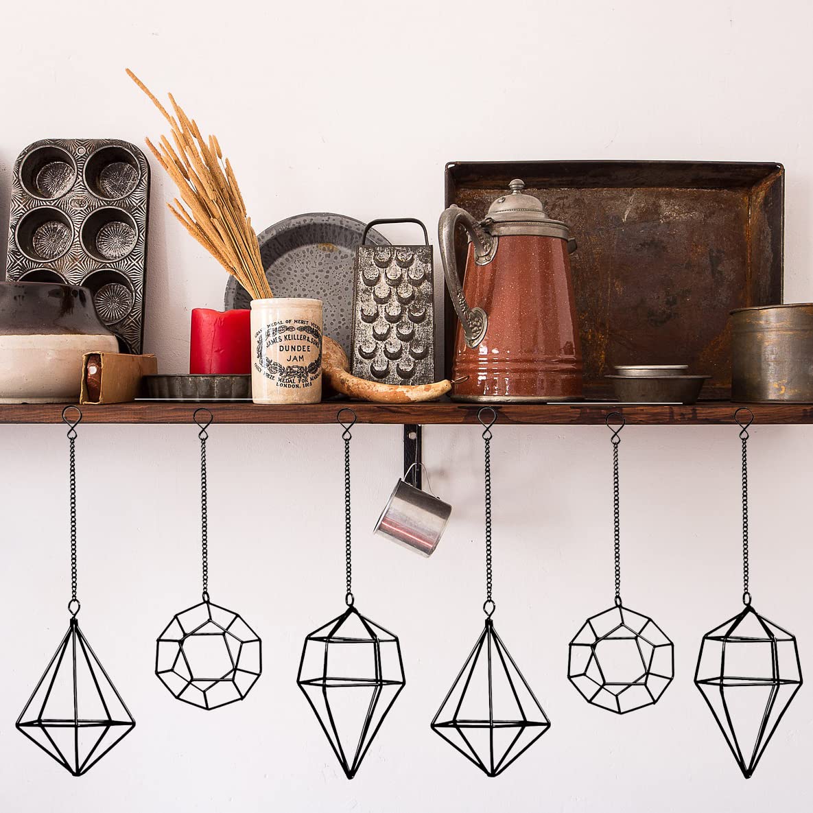 libproqia 6 Pack Geometric Air Plant Holders for Wall Hanging, Black Metal Tillandsia Decor for Boho Home, Office & Shelf Styling
