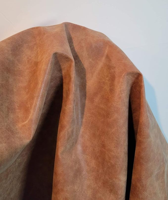 NAT Leathers | Blonde Light Tan Distressed Faux Leather material PU Sheet