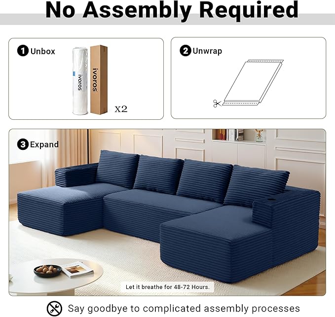 124" Oversized Sectional Couches
