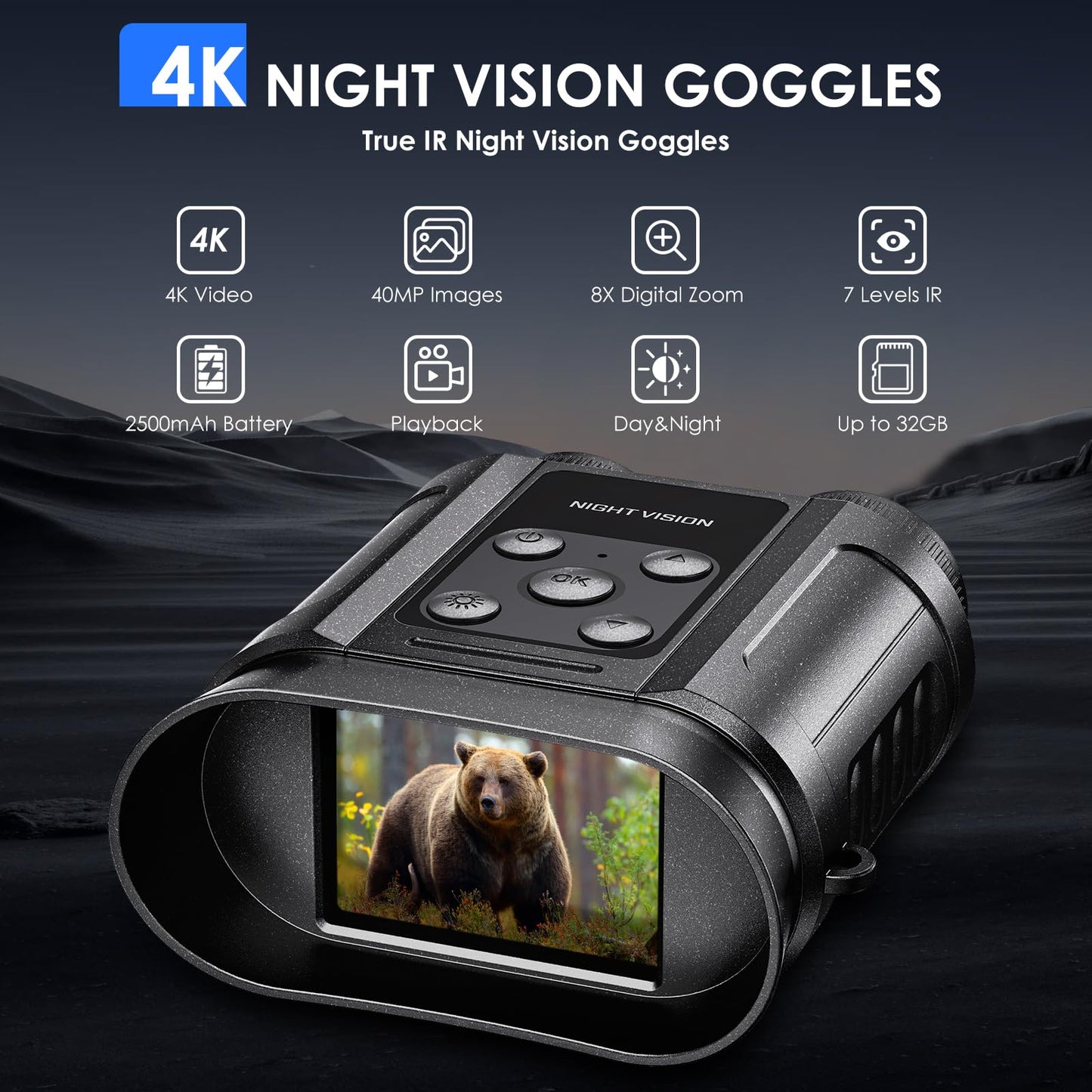 Gifts for Men and Teen Boys,Night Vision Goggles,Night Vision Binoculars,32GB Card Included, Photo/Video Capture,Outdoor Tools for Education, Wildlife Watching,Birthday Gifts for Boy,Men,Gift for Dad