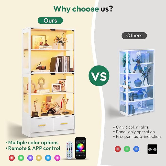 Lamtor 67-inch Glass Display Cabinet – Curio Cabinet
