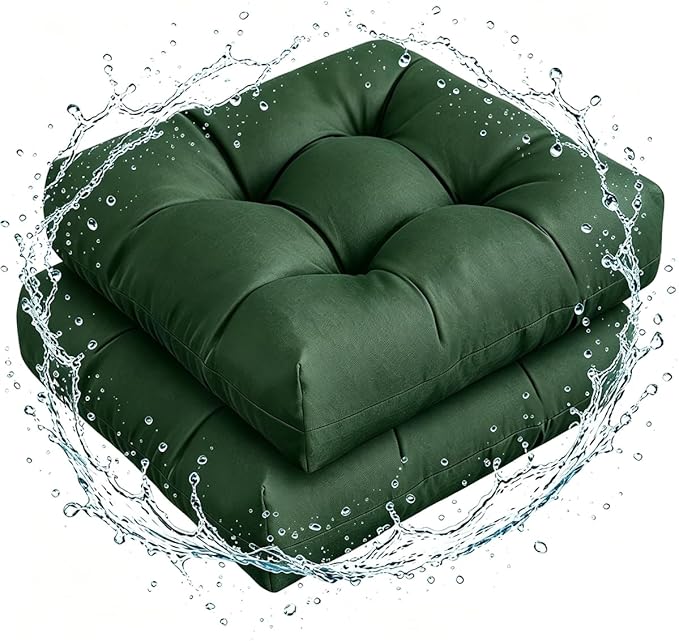Set of 2 Patio Seat Cushions Square Wicker Seat Pads Waterproof Rocking Chair