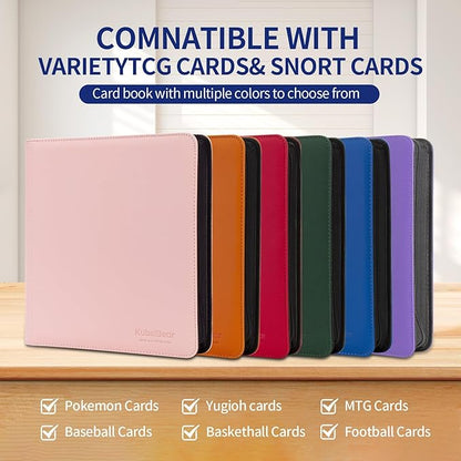 Card Binder – 720 Capacity, Zippered Trading Card Holder for MTG, Sports & Collectible Cards – Acid-Free, Durable & Travel-Friendly Storage (Pink dots, 12 Pocket)