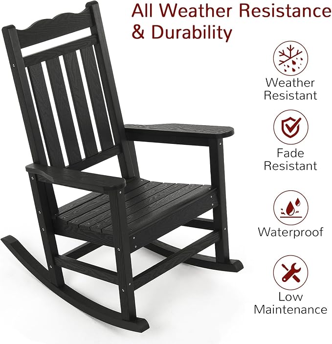 Stoog All-Weather Outdoor Rocking Chairs Set of 2, Oversized Rocking Chairs