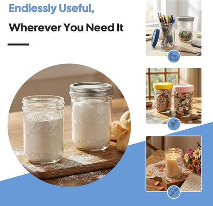 CycleMore 4-Pack 16 oz Overnight Oats Containers with Airtight Lids, Colorful Lids & Spoons, Wide Mouth Mason Jars, Glass Food Storage Containers for Snacks, Yogurt, Cereal, Fruit