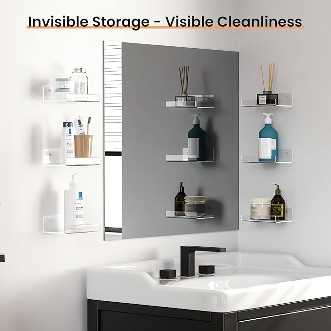 upsimples 6 Pack 6x4 Inches Acrylic Small Shelves, Floating Shelves
