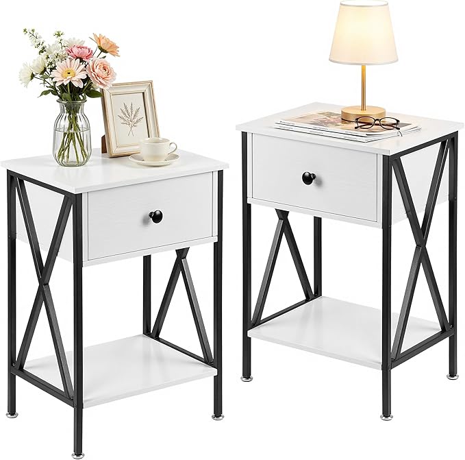 VECELO Nightstands Set of 2, Modern Bedside End Tables, Night Stands