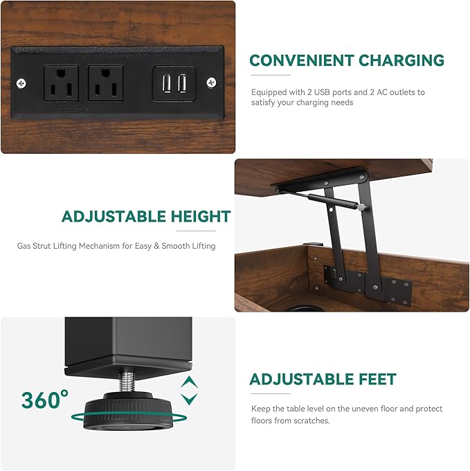 YITAHOME 4-in-1 Lift Top Coffee Table