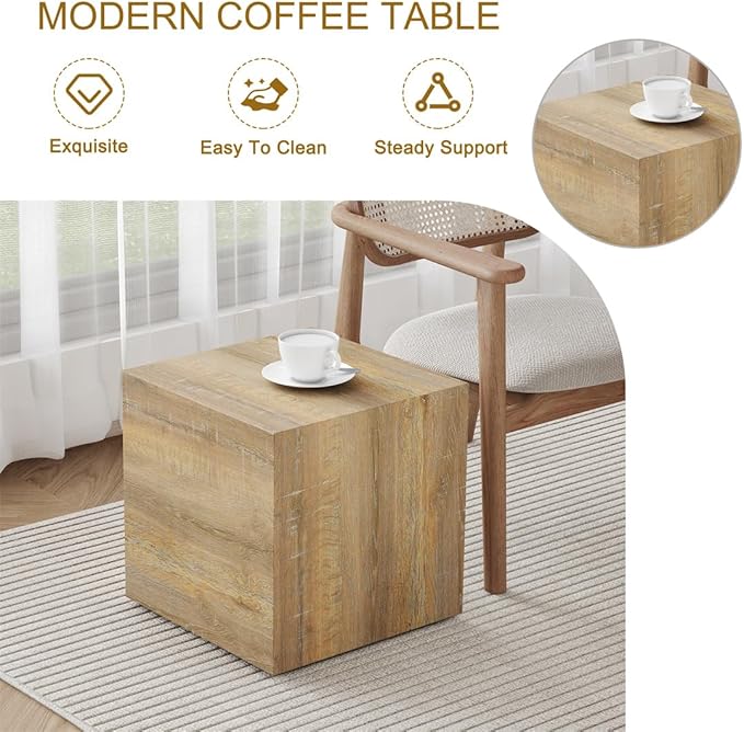 Coffee Table Set for 3, Living Room Table Set, Wood Coffee Table and Side Table