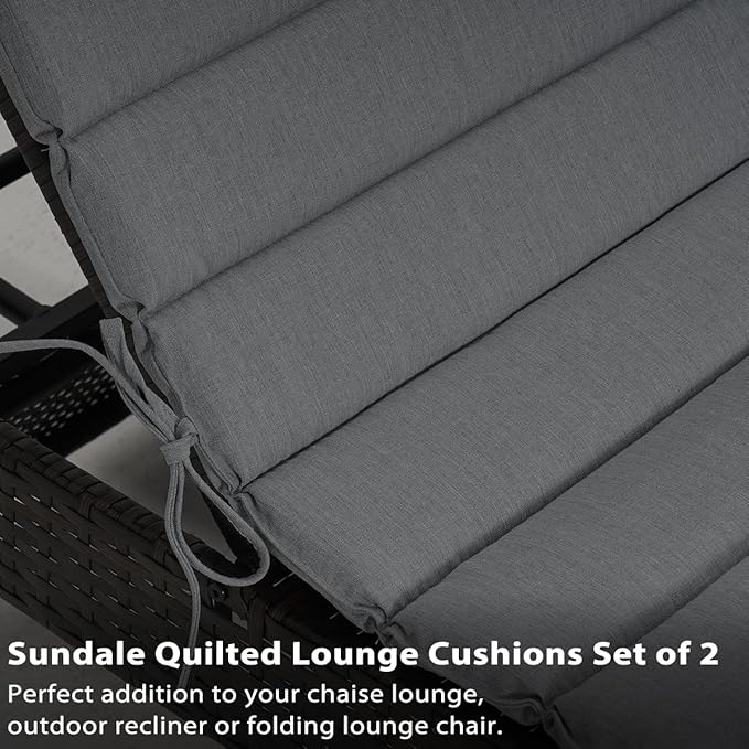 Sundale Outdoor Olefin Quilted Lounge Cushion Set of 4, Patio Foldable Chaise