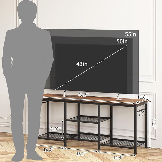 YGEOMER TV Stand for TVs Up to 55 Inch, Entertainment Center for Living Room