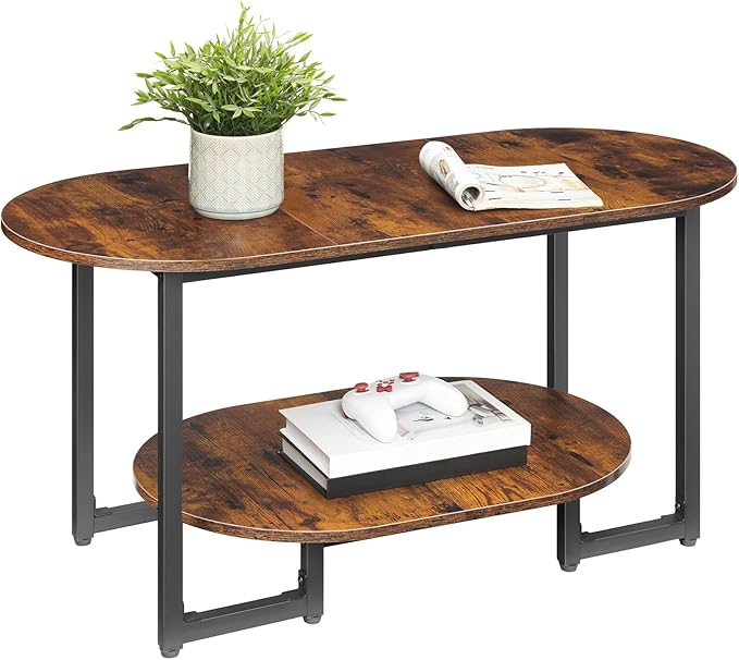 HOOBRO Coffee Table for Living Room, Oval Small Coffee Table
