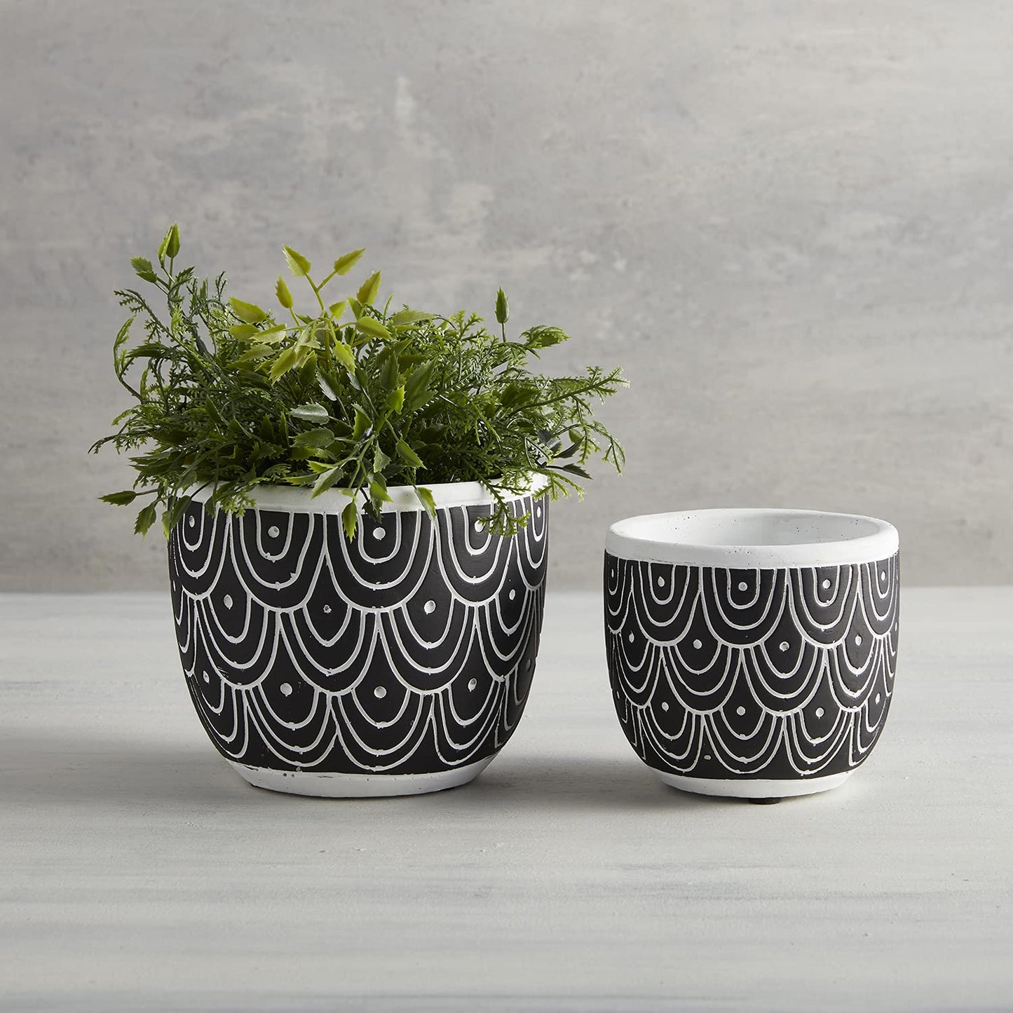 47th & Main Cement Planter Pot, 4.9" Tall, Black Sea Spray