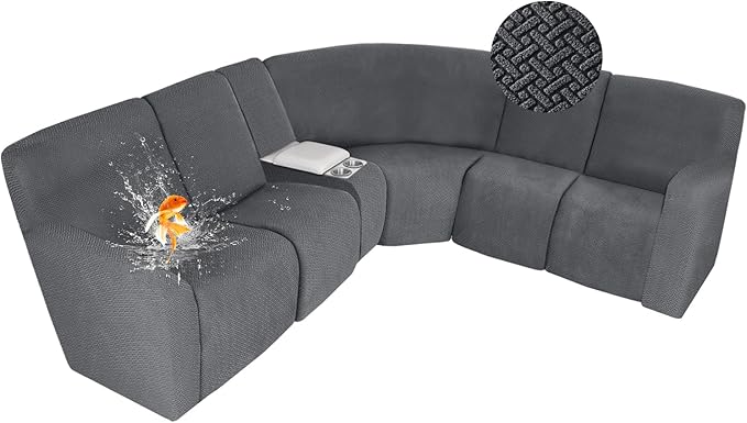 ALIECOM 100% Waterproof Recliner Sectional Couch Covers L Shape Stretch Corner