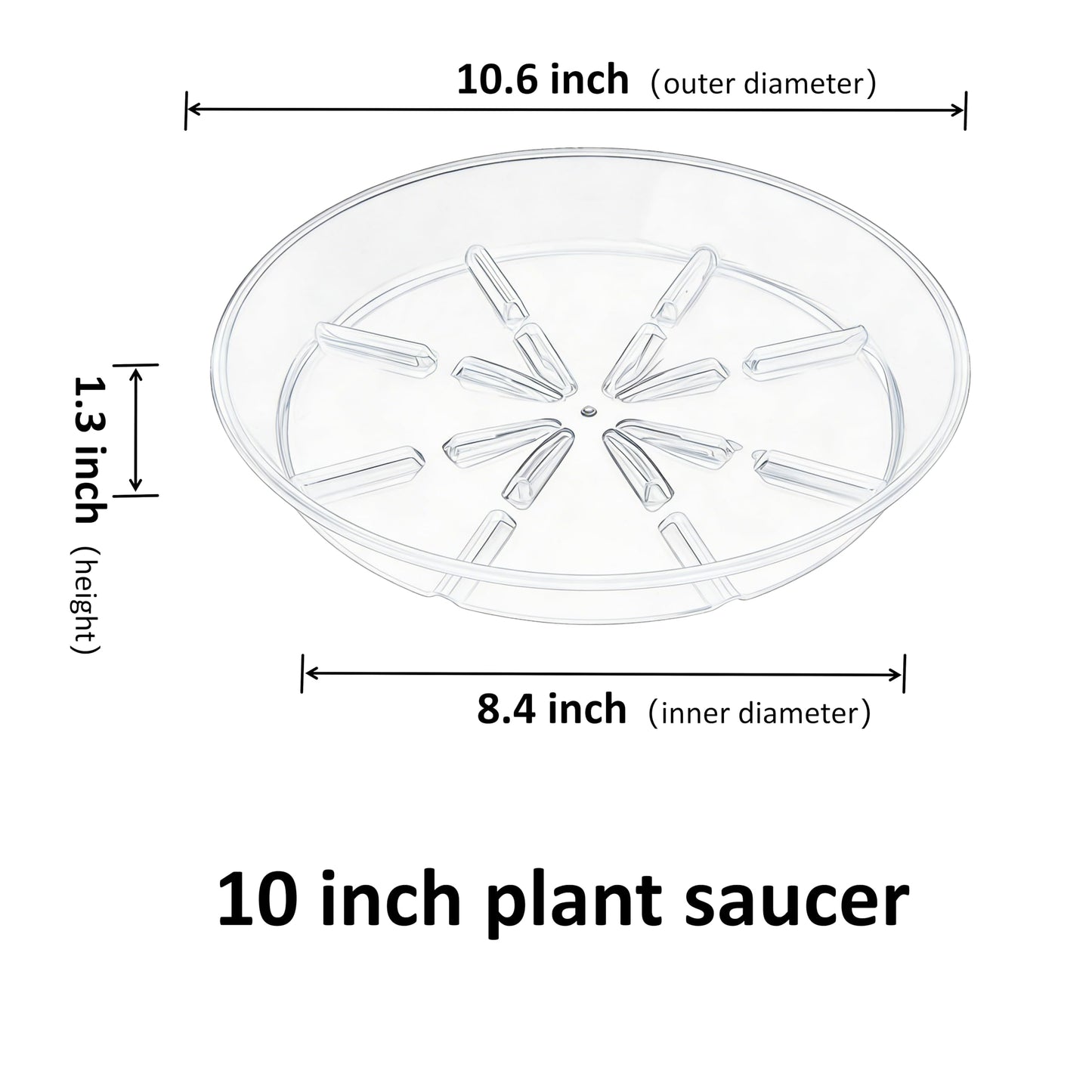 Grjoprt 2 Pack of Plant Saucers 10 Inch, Thick Durable Plastic Plant Drip Trays for Indoors Outdoors, Flower Pot Saucers Water Catcher Tray for Planters, No Holes Drainage Trays (White)