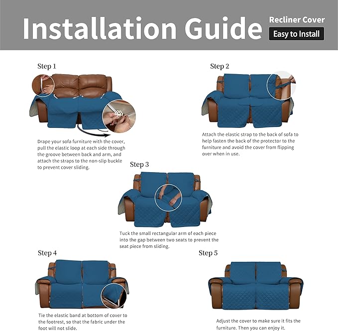 Easy-Going Loveseat Recliner Cover, Reversible Couch Cover